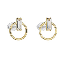 Boucles d'oreilles clous petit cercle solis blanc or