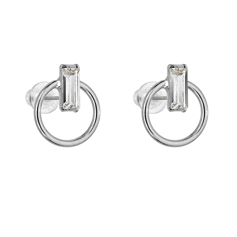 Boucles d'oreilles clous petit cercle solis blanc