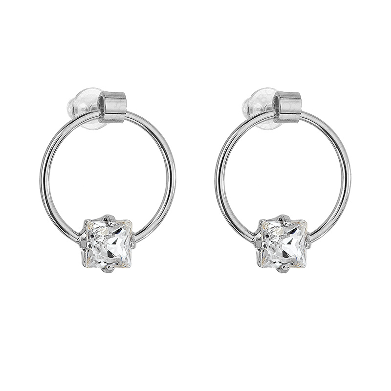 Boucles d'oreilles clous cercle solis blanc