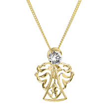 Necklace angel of power white crystal gold plated