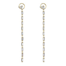 Earrings stud long baguette solis crystal gold