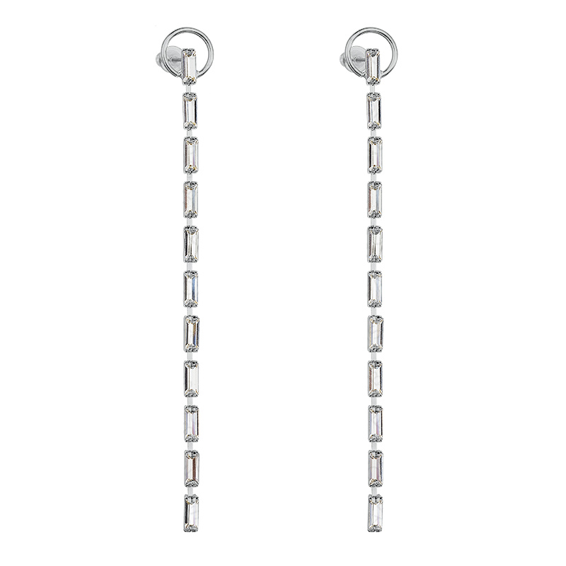 Boucles d'oreilles clous baguettes longues solis blanc