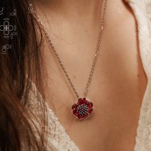 Collier coquelicot petit rouge