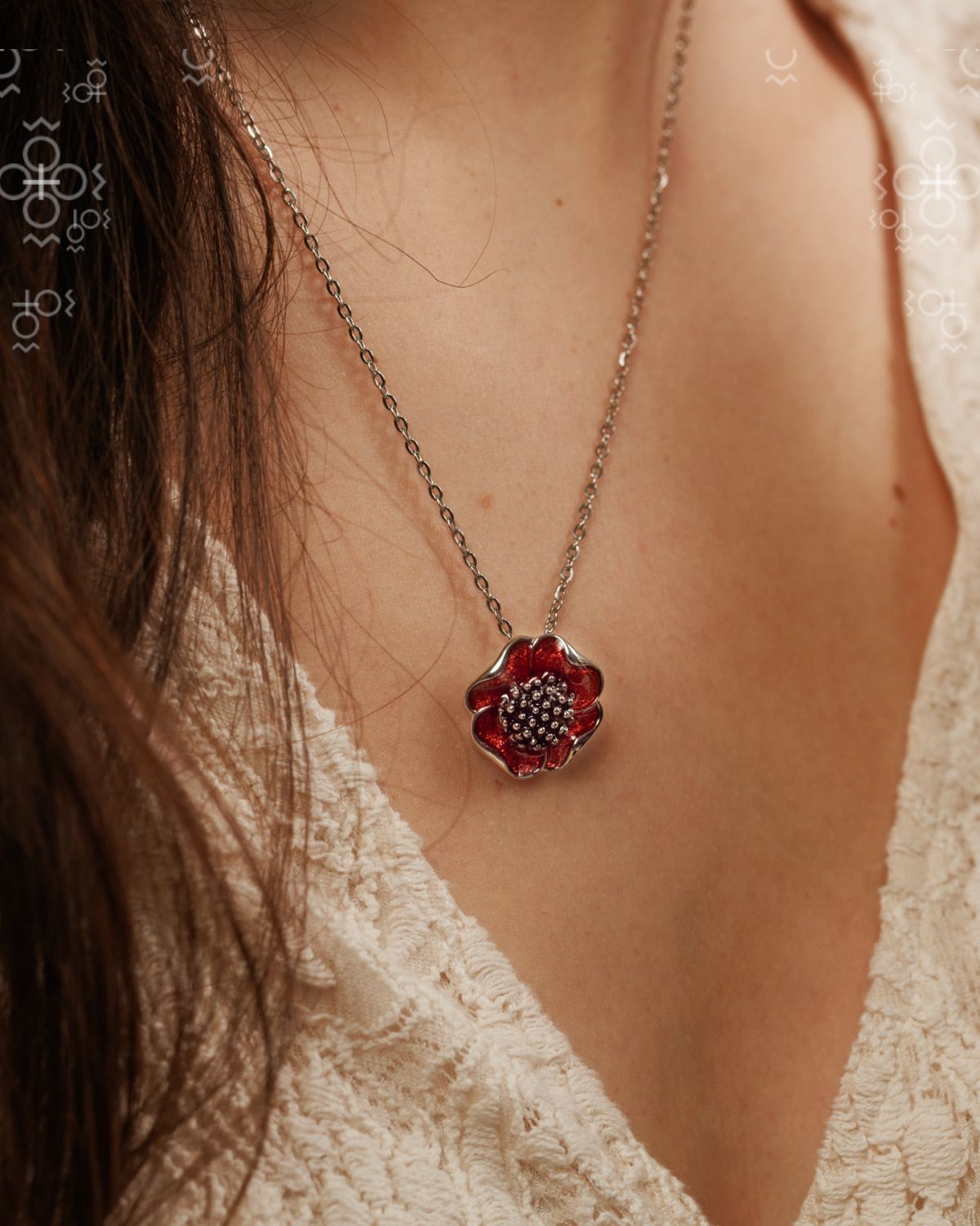 Collier coquelicot petit rouge