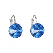 Boucles d'oreilles dormeuse rondes rivoli 12mm sapphire