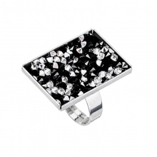 Ring Crystal rocks obdélník Black Jet SWAROVSKI